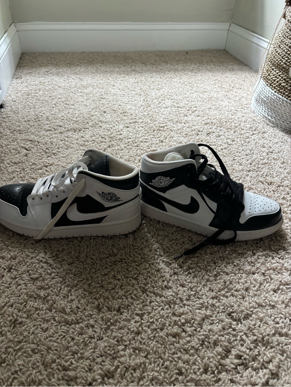 Hand Painted Inverse black and white Jordan mids